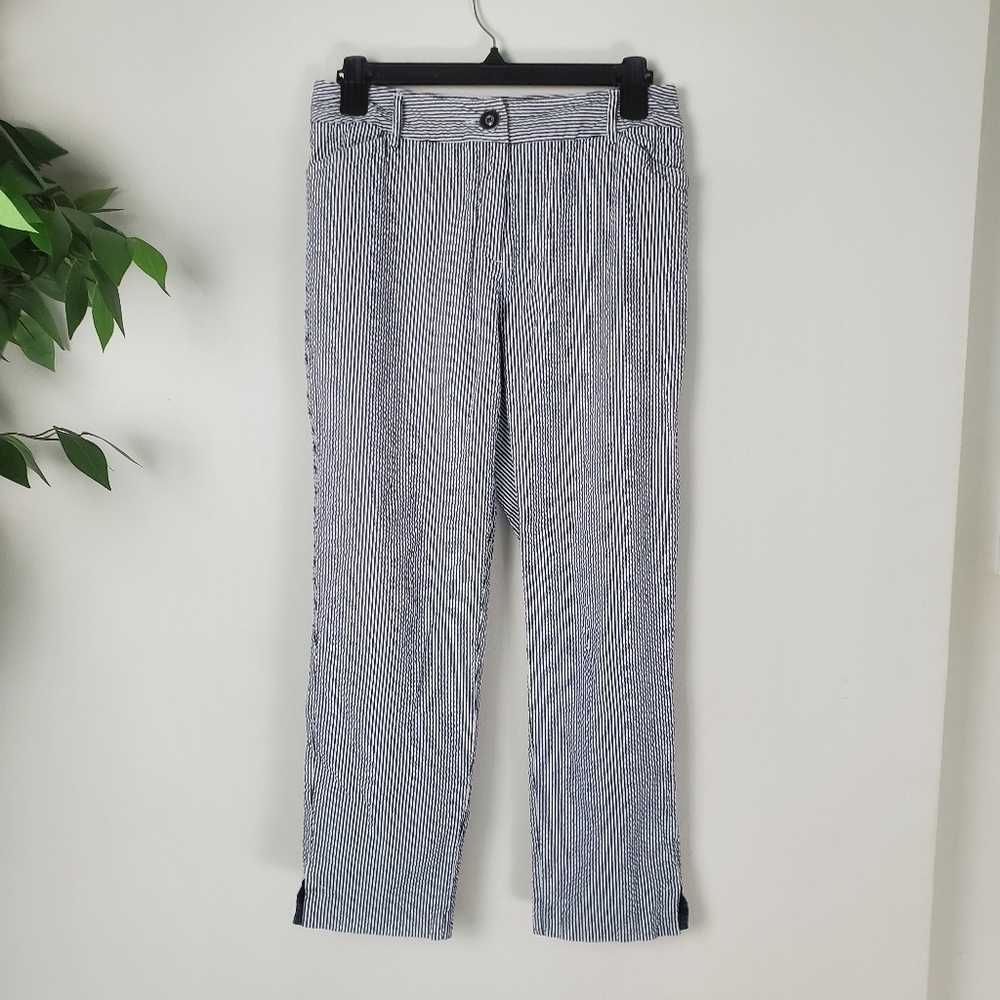 Tribal Striped Cropped Pants Navy and White Women's Size 6
